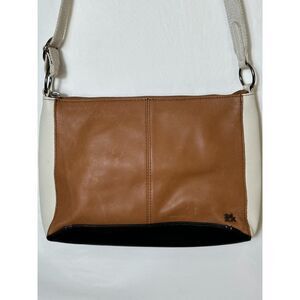 The Sak Camila Crossbody Colorblock Leather Bag Adjustable Canvas Strap